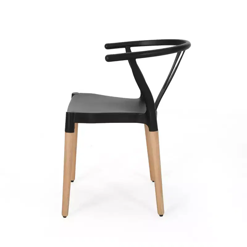 Okak Set of 2 Modern Dining Chairs, Fabric Dining Room Chairs, Upholstered Kitchen Side Chairs with Curved Backrest & Metal Frame