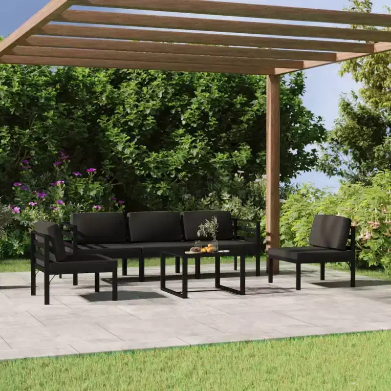 vidaXL Patio Lounge Set Outdoor Sectional Sofa Set Table Aluminum Anthracite