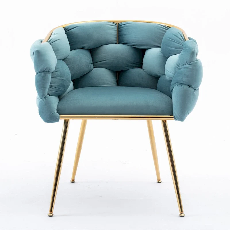 Blue Modern 28.7 Velvet Upholstered Accent Chair with Gold - Plated Metal Legs