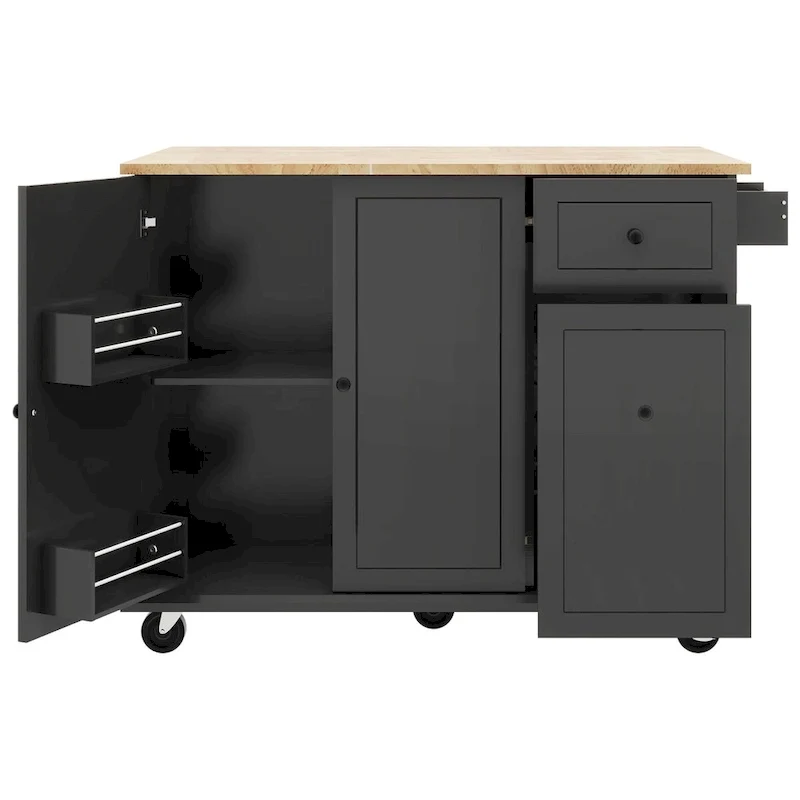 53.9 Kitchen Island Cart with Drop Leaf on Wheels