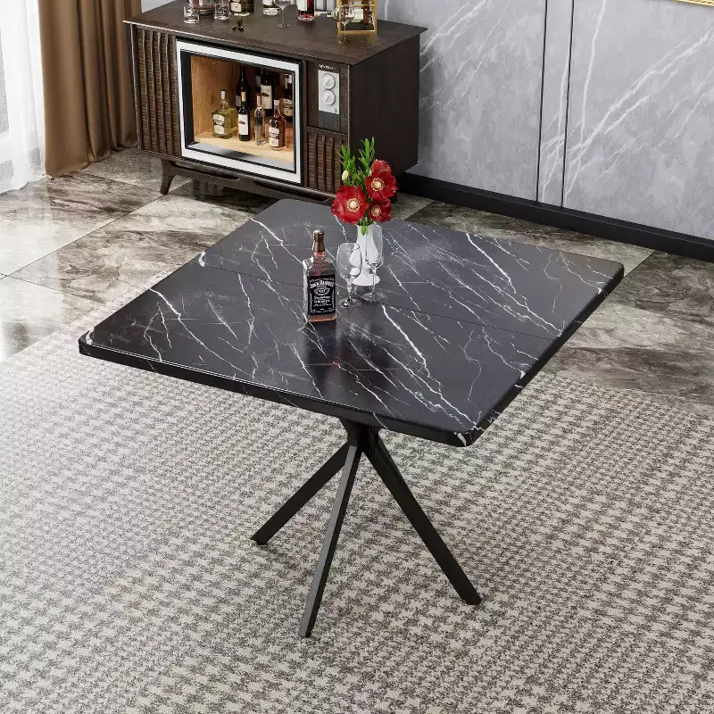 Okak 38.6IN Elegent Square Dining Table for 6 Person, Space-Saving Kitchen Table, Small Table for Kitchen, Dining Room, Office