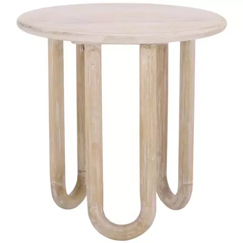 Round Accent Table, Natural Wash Mango Wood