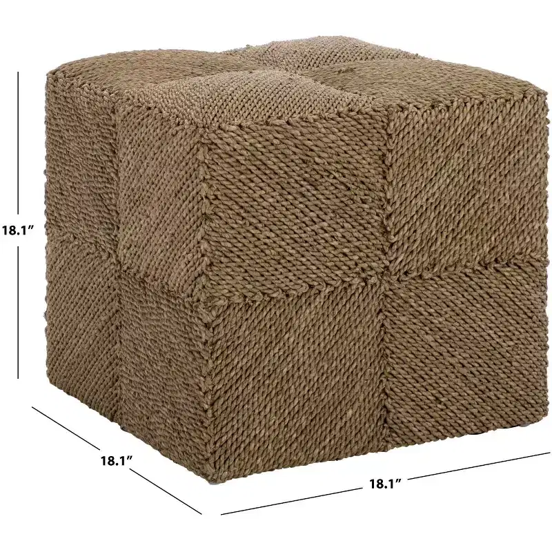 Malta Woven Seagrass Ottoman - CWK2028 - Natural - Safavieh Couture