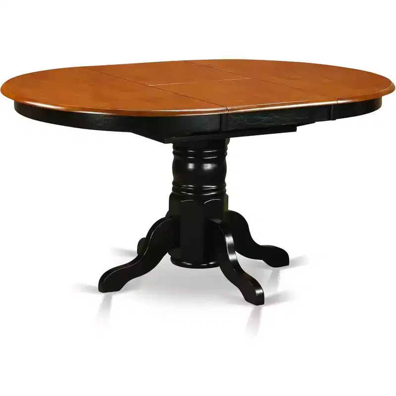 Black Oval Extension Dining Table Set, Pedestal Base, Seats up to 6, 7-Piece