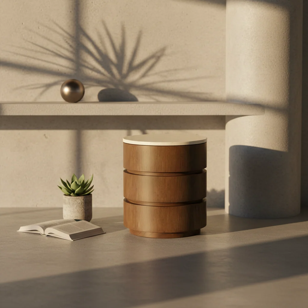 Modern Marble Nightstand with Storage, Sculptural - Bedroom | Polished Finish