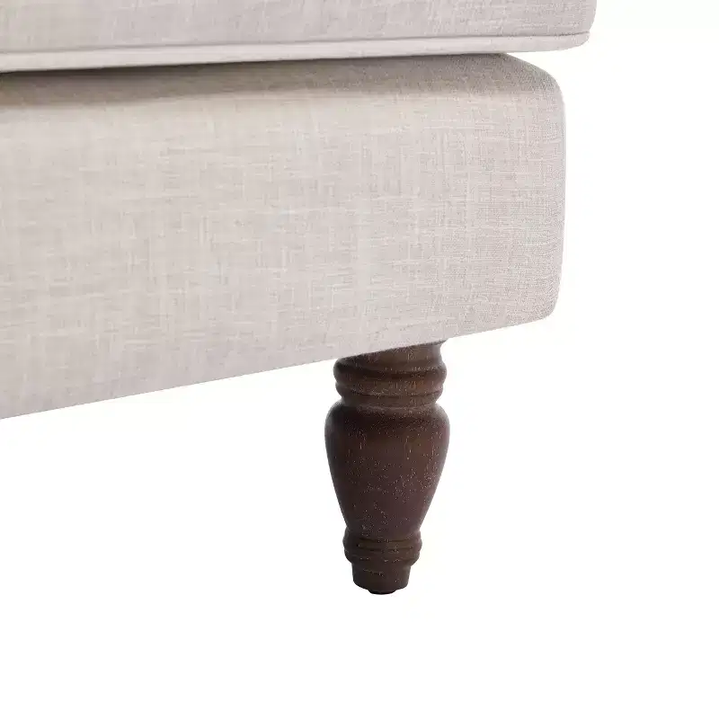 Polibi Linen-Blend Armchair with Rolled Arms & Turned Solid Wood Legs
