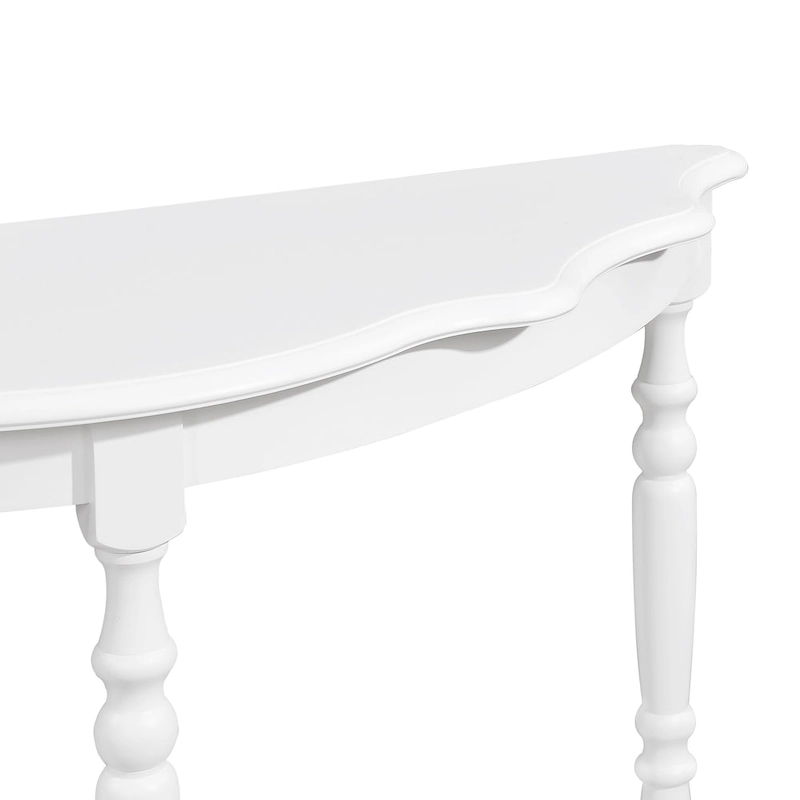 Retro Half-Moon Console Table with Open Shelf