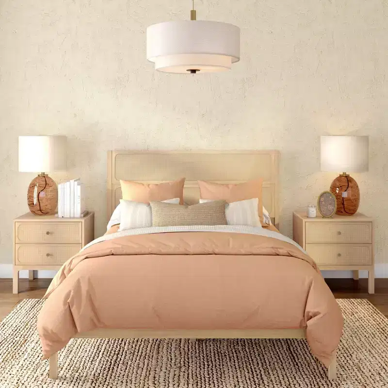 Rattan Queen Bed Frame with Woven Headboard - No Box Spring Needed
