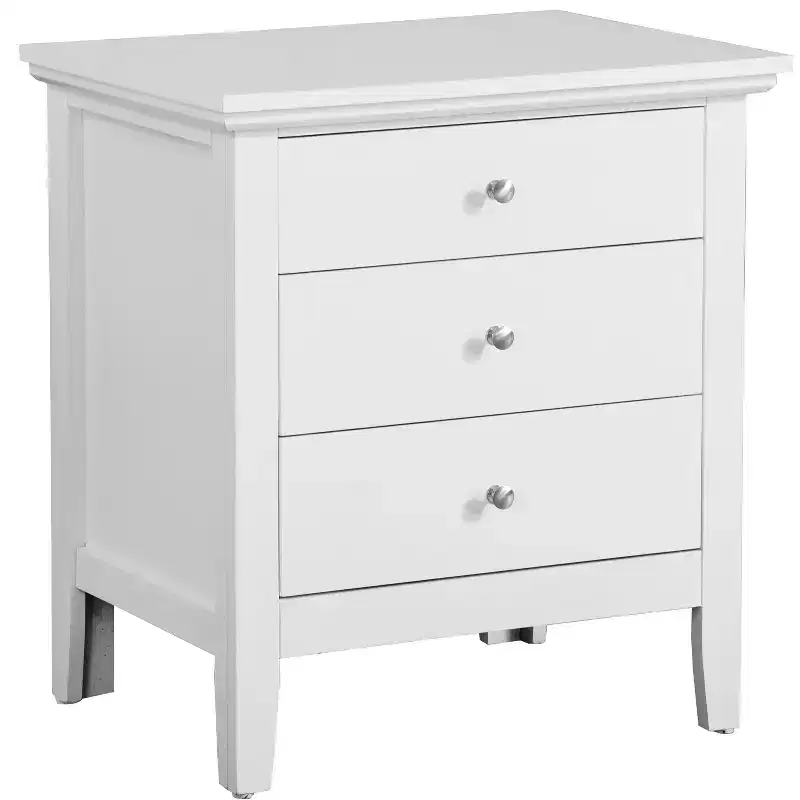 Passion Furniture Hammond 3-Drawer White Nightstand (26 in. H x 24 in. W x 18 in. D)