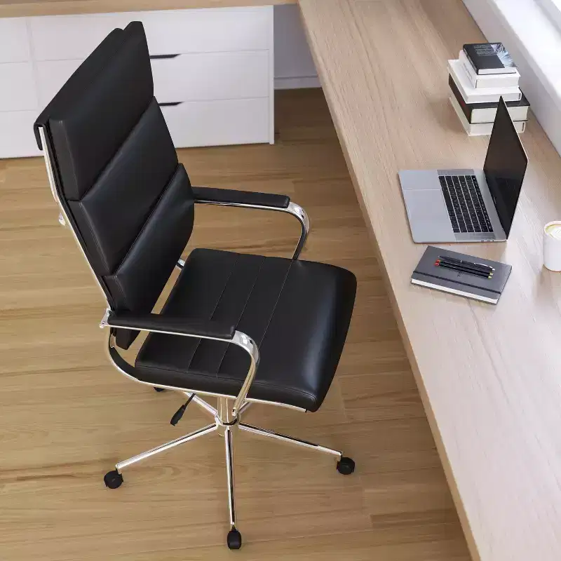 High Panel-Back Ergonomic Office Chair with Padded Metal Arms Executive Swivel Computer Desk Chair