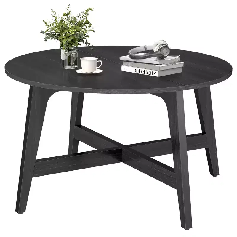 MAEZO Round Coffee Table, 31.5-Inch Center Table, Tapered Legs, Curved Transitions, Easy to Assemble