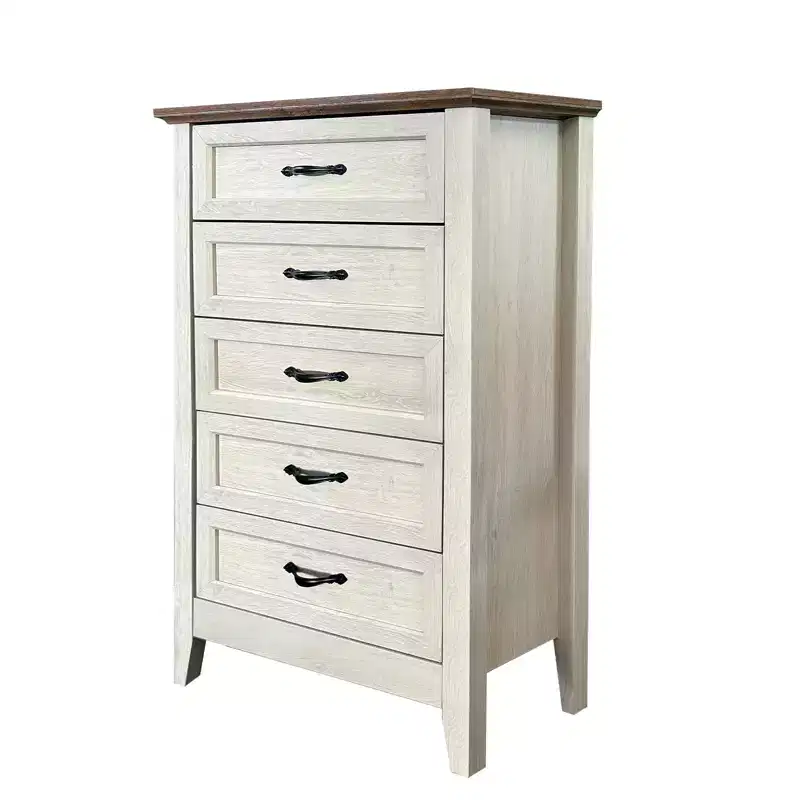 5-Drawer Chest of Drawers – Bedroom & Hallway Storage, Wooden Top & Metal Frame