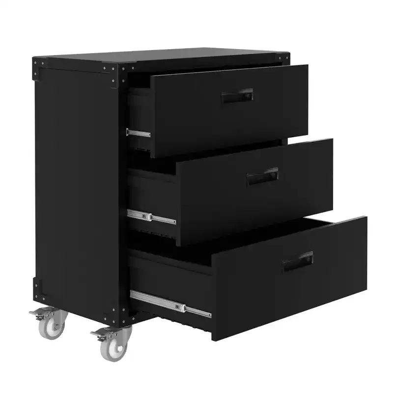 35.4 3-Drawer Heavy Duty Rolling Steel Tool Cabinet on Wheels, Metal Mobile File Cabinet with Lock for Garage, Workshop, Warehouse, Home & Office