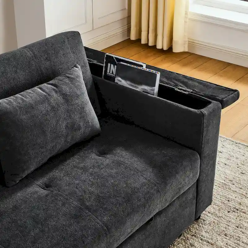 54 Pull-Out Sleeper Sofa Bed Double Seat Recliner Sofa Bed