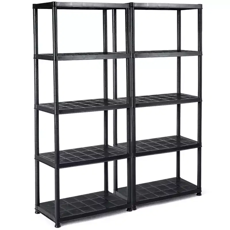 Costway 2 PCS 5-Tier 16.5lbs Ventilated Shelving Rack Free Standing Multi-Use Shelf Unit