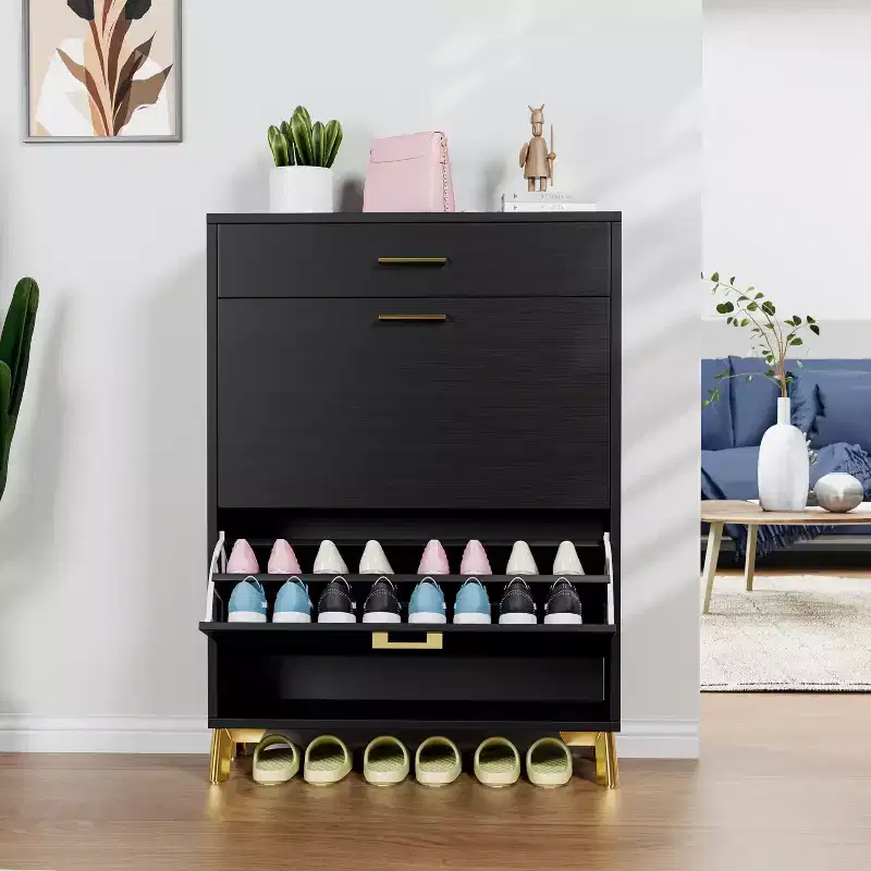 Freestanding Hidden Shoe Storage Cabinet with 2 Flip Drawers, Multi-color Shoe Rack, All-match Shoe Organizer for Entryway Doorway Hallway