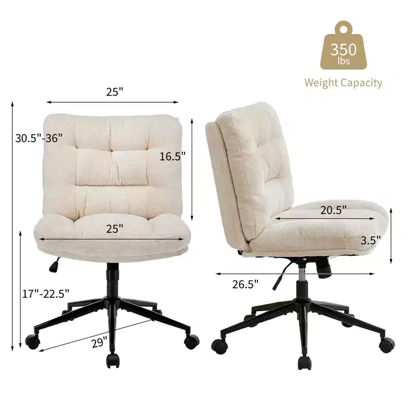 Chenille Criss Cross Chair with Wheels, Wide Seat Vanity Chair, 360 Swivel Height Adjustable Office Chair for Bedroom