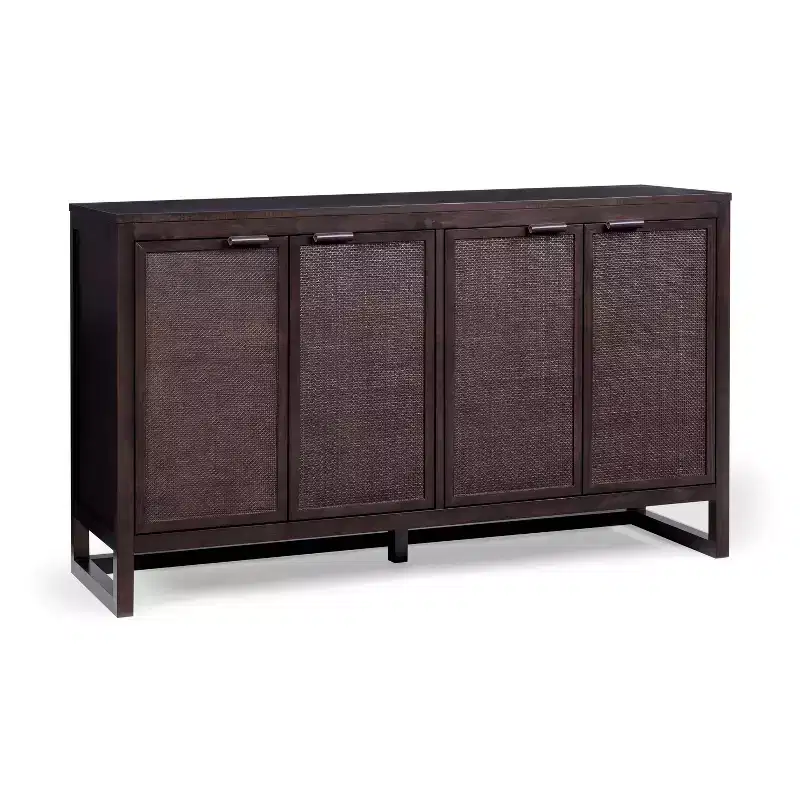 Hatteras Modern Boho 4-Door Sideboard with Solid Wood & Natural Rattan Accents-Teamson Home