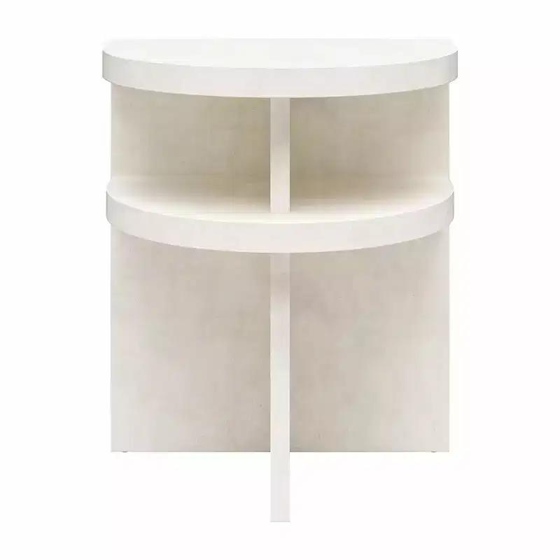 Daytona Modern Semicircle End Tables, Set of 2, Faux Plaster