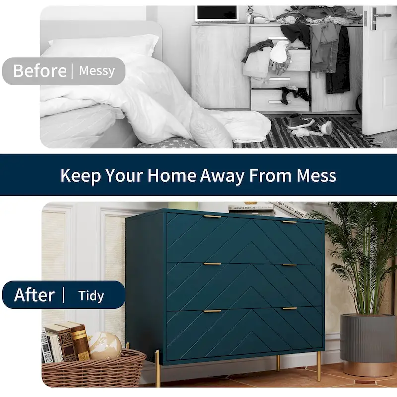 3-Drawer Storage Chest Dresser with Metal Legs – Minimalist Design
