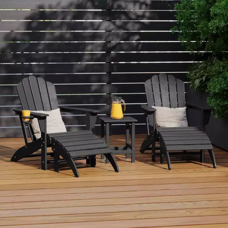 WestinTrends Highland 5-Piece Adirondack Chair with Folding Ottoman and Table Set