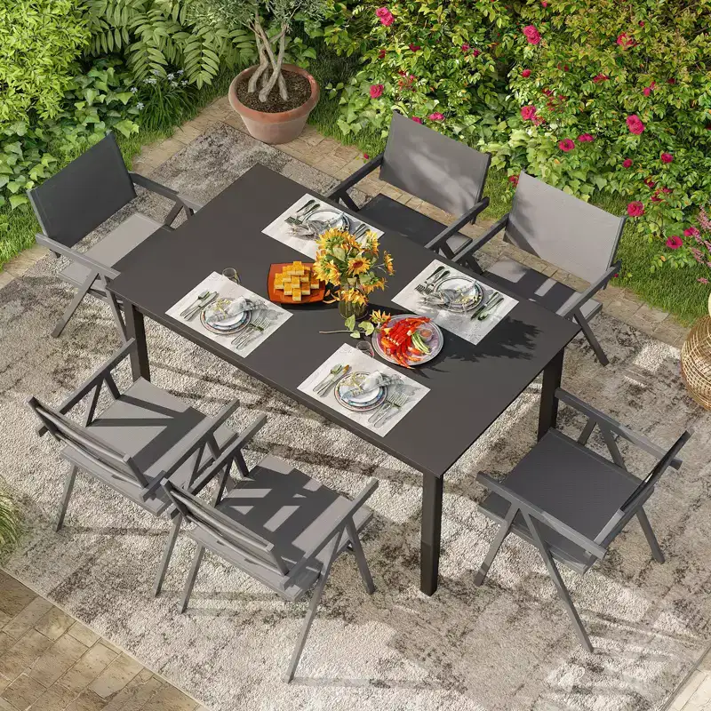 Costway Patio Chairs Set of 2/4 w/Breathable Fabric Seat & Tilt Backrest Comfy Armrest
