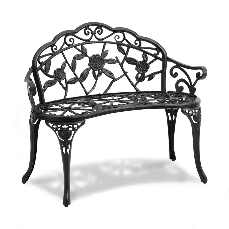 VEVOR Outdoor Bench, 38.8 inches Metal Garden Bench for Outdoors,480 lbs Load Capacity Bench, Outdoor Garden Park Bench with Backrest and Armrests