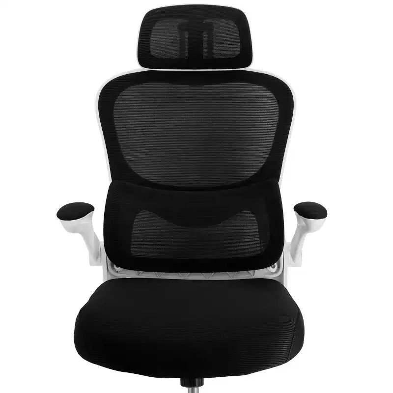 Elama High Back Adjustable Mesh and Fabric Office Chair with Metal Base and Adjustable Head Rest