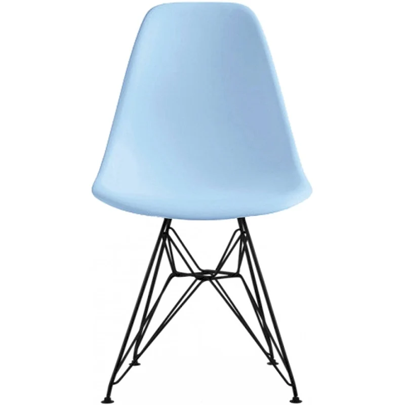 Modern Plastic Accent Designer Side Dining Matte Chair With Dark Black Wire Chrome Legs Base