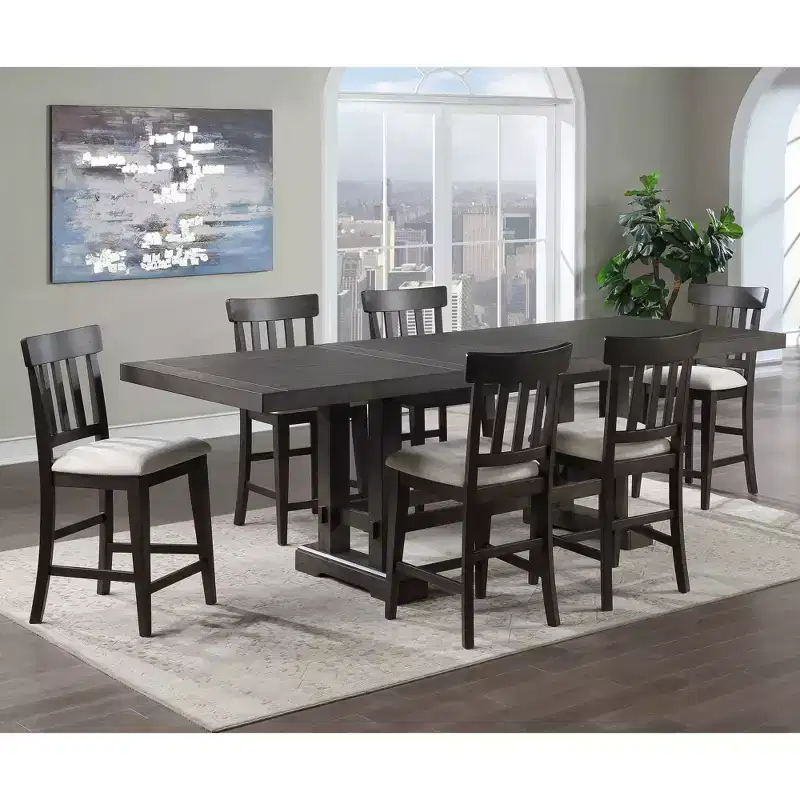 7pc Napa Counter Height Dining Set Dusky Cedar - Steve Silver Co.: Expandable, Farmhouse Style, Seats 8-10