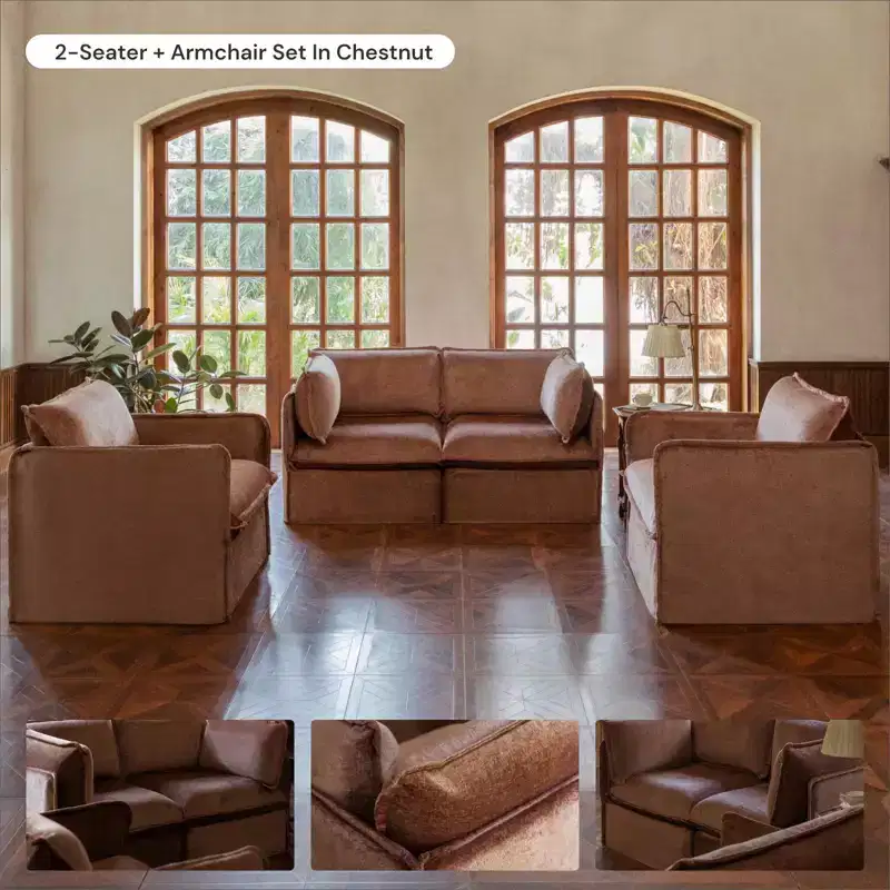 Anabei Modular Washable 3-Seater U-Sectional Sofa | Deluxe+ Seat & Cloud Pillow