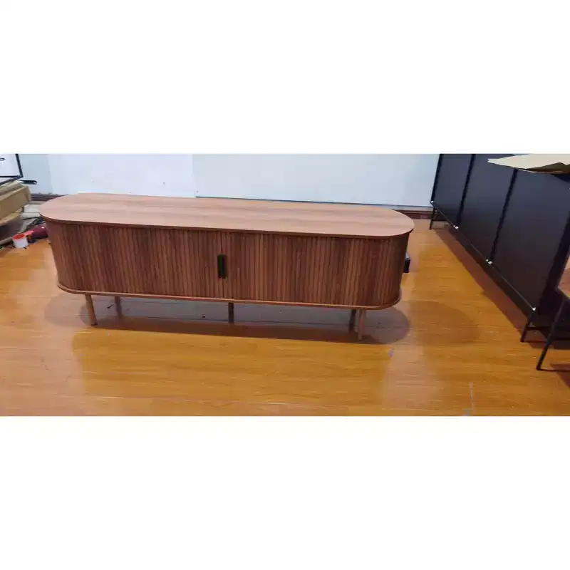 Modern Wood Fluted Sideboard Cabinet with Sliding Doors for Living Room, Kitchen