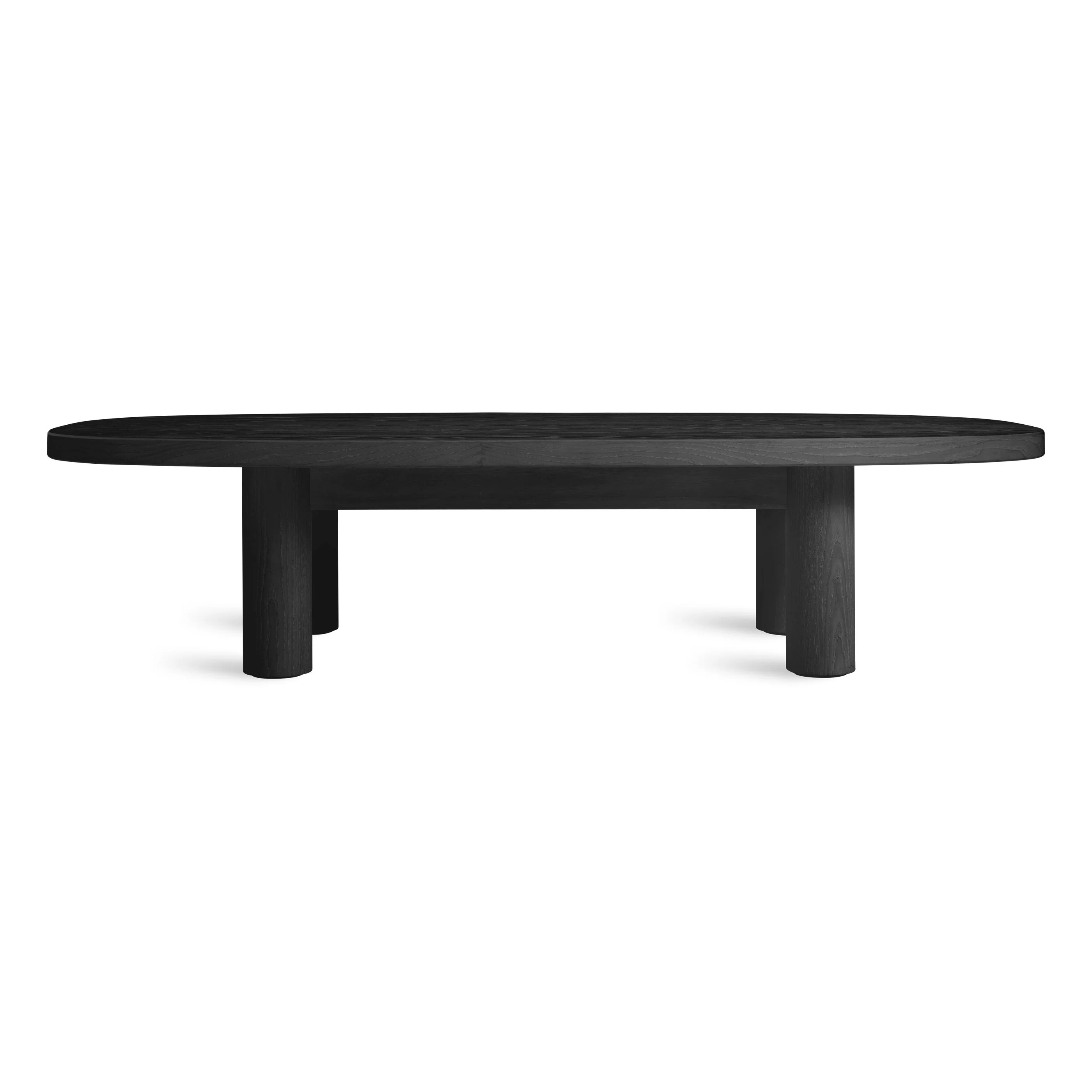 Modern Black Solid Wood Coffee Table with Capsule-Shaped Top for Living Room