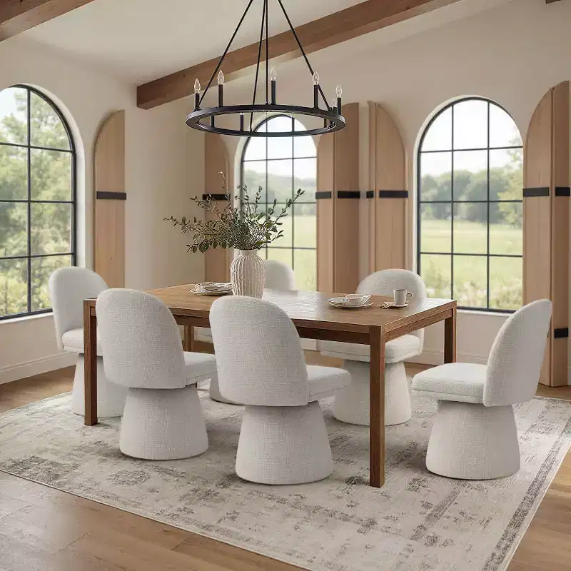 Set of 6 Modern 360 Swivel Armless Dining Chairs with Pedestal-style Base, Elegant Accent Chairs for Kitchen, Dining Room, or Office-Panipeachy