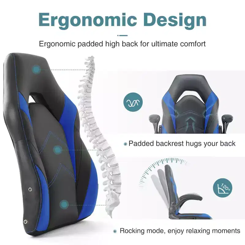 FIRNEWST Next - Level Gaming Comfort: PU Leather Ergonomic Chair with Adjustable Flip - up Armrests