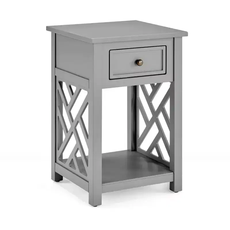 Wood End Table with Storage Shelf