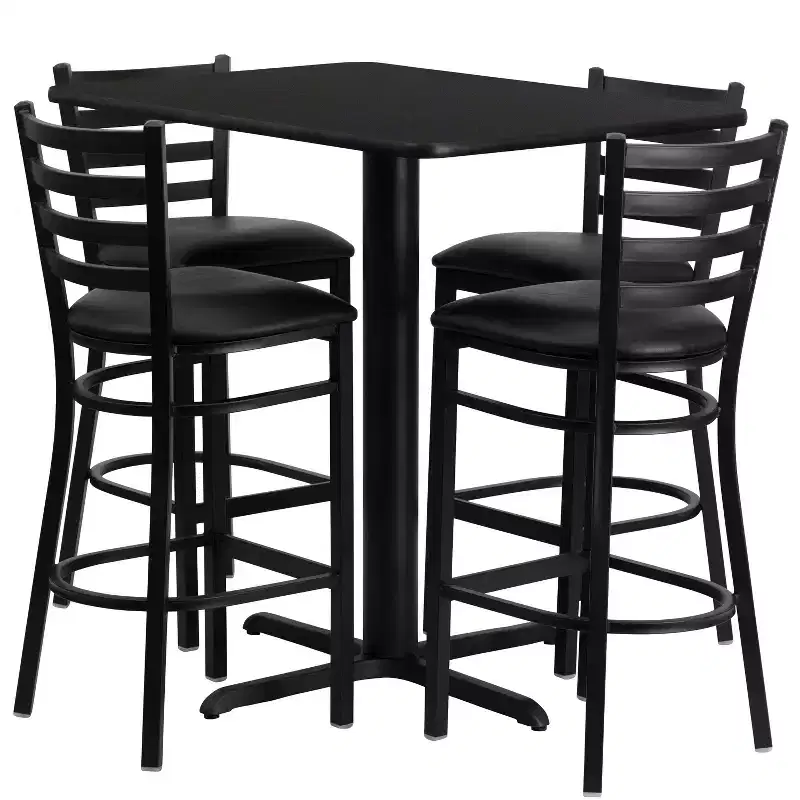 Emma and Oliver 24W x 42L Rectangular Laminate Table Set & 4 Ladder Back Stools