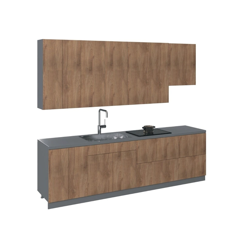 Kitchen Contemporary Collection Natural Teak Color Base Size 9.5Ft Wide - 114x24