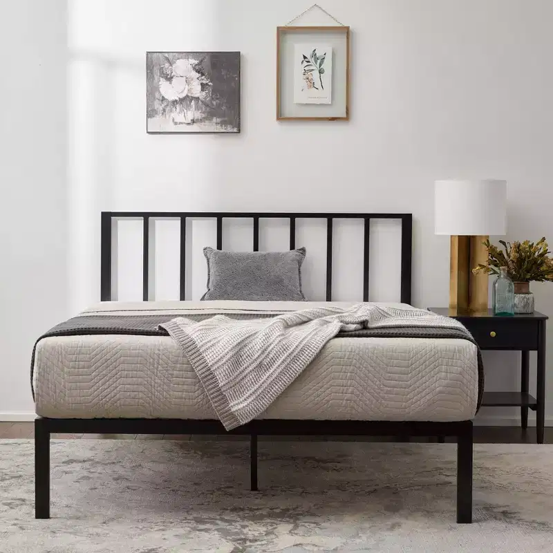 Lori Metal Platform Bed with Vertical Bar Headboard - Brookside Home