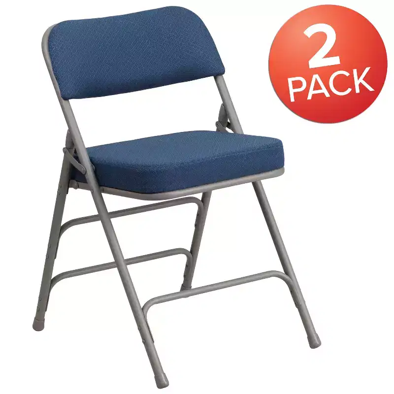Flash Furniture 2 Pack HERCULES Series Premium Curved Triple Braced & Hinged Fabric Upholstered Metal Folding Chair
