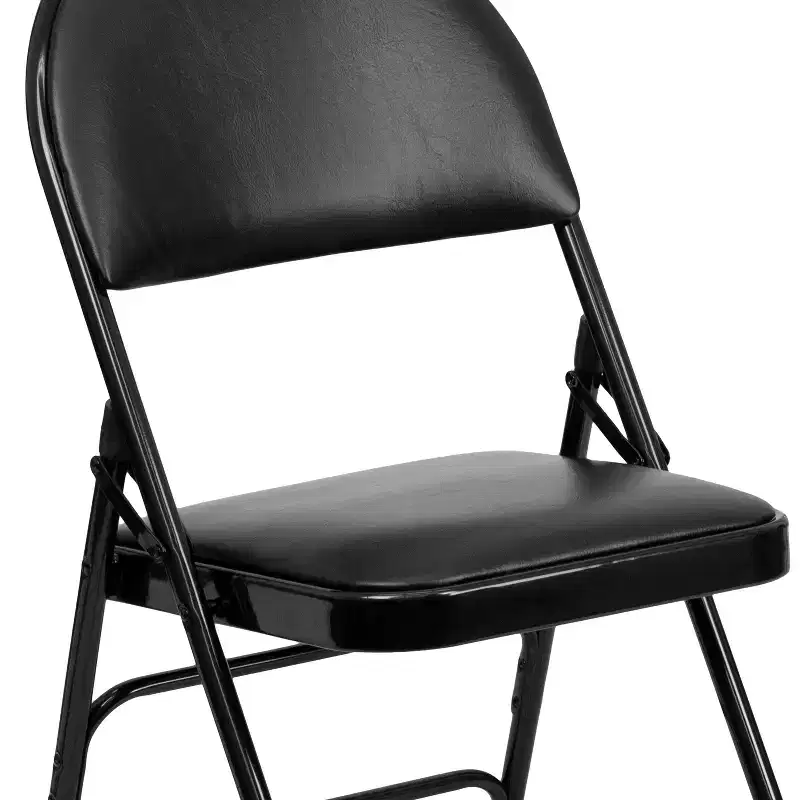 Extra Large Ultra-Premium Triple Braced Metal Folding Chair with Easy-Carry Handle