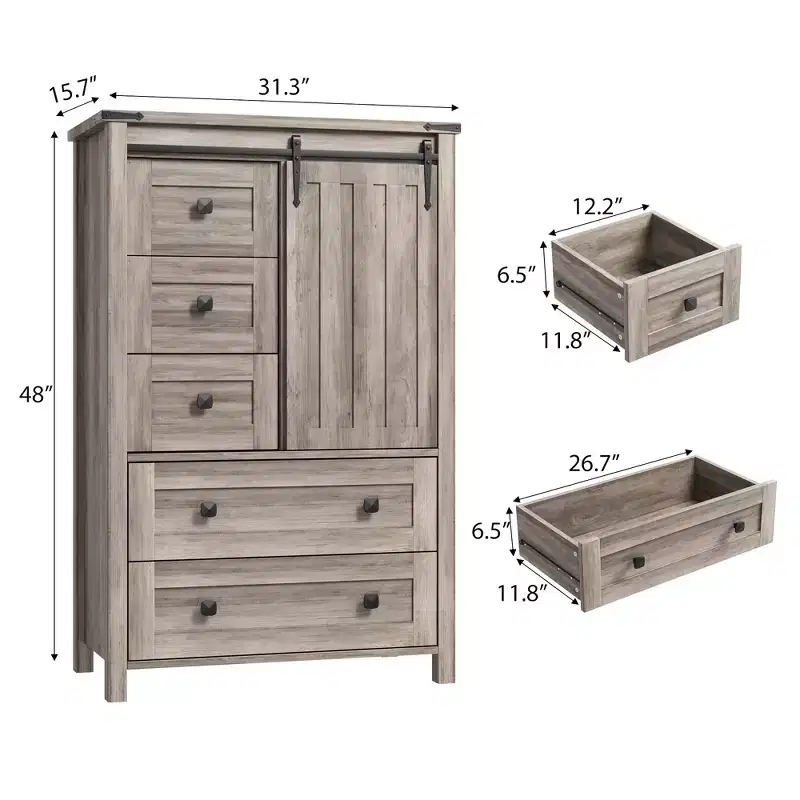 Dresser for Bedroom with 5 Drawers, 48