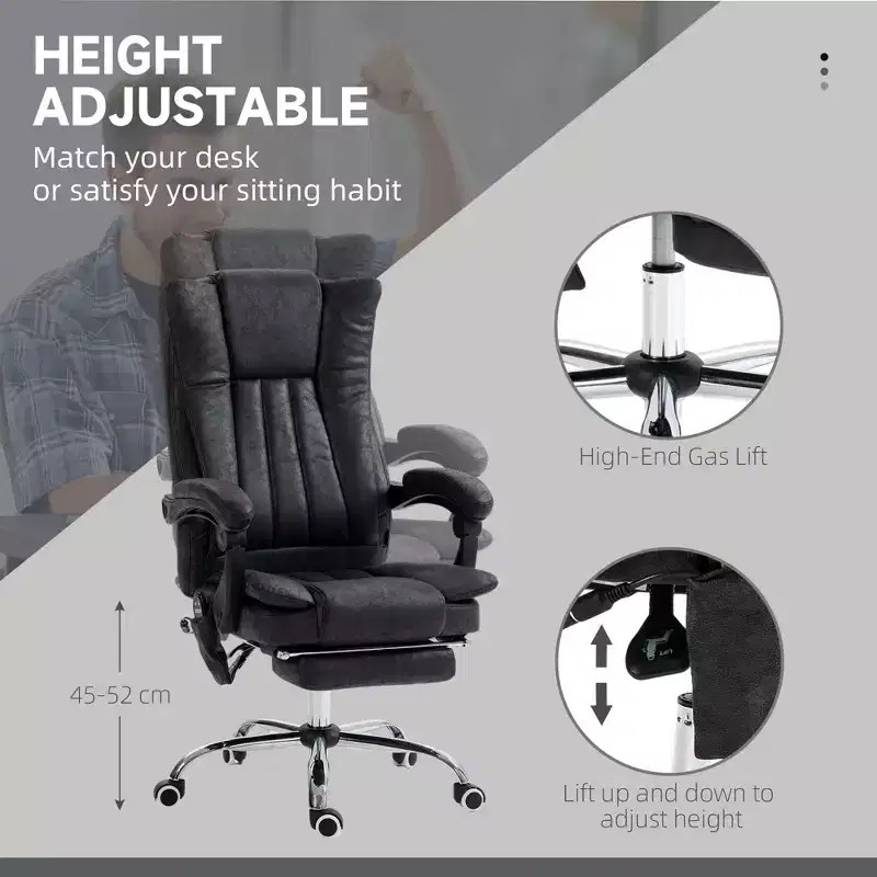 Massage Office Chair with 6 Points and Heat, Reclining Computer Chair with Adjustable Height and Footrest