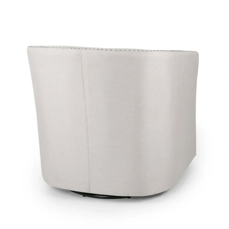 Swivel Accent Chair, Classic Round Barrel Style, Wheat Beige Fabric
