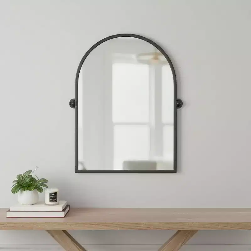 HomeRoots 36 Black Metal Arch Tilting Framed Accent Mirror