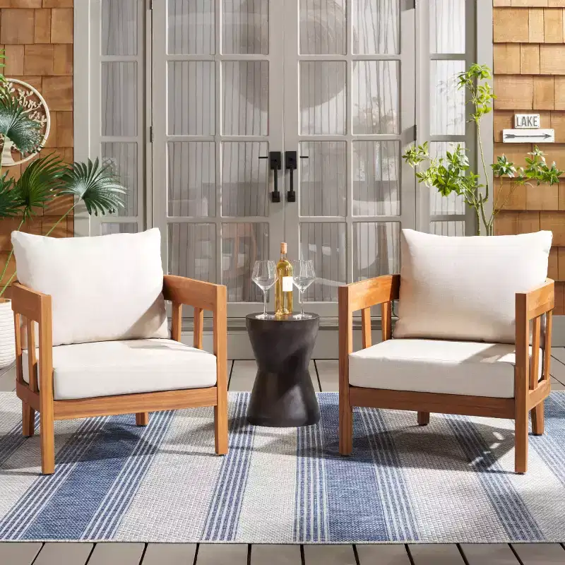 Owen Patio Chair Indoor/Outdoor (Set of 2) - PAT7085 - Natural/Taupe - Safavieh