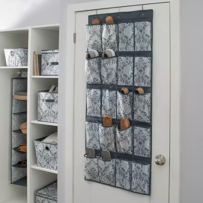New 20 Pocket Shoe Organizer Over-The-Door Hanging Shoe Rack, Multicolored, Holds 20 Pairs