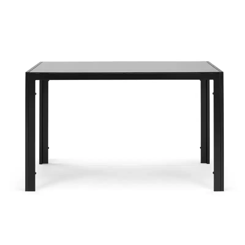 Edwin Modern Dining Table with Tempered Glass Tabletop