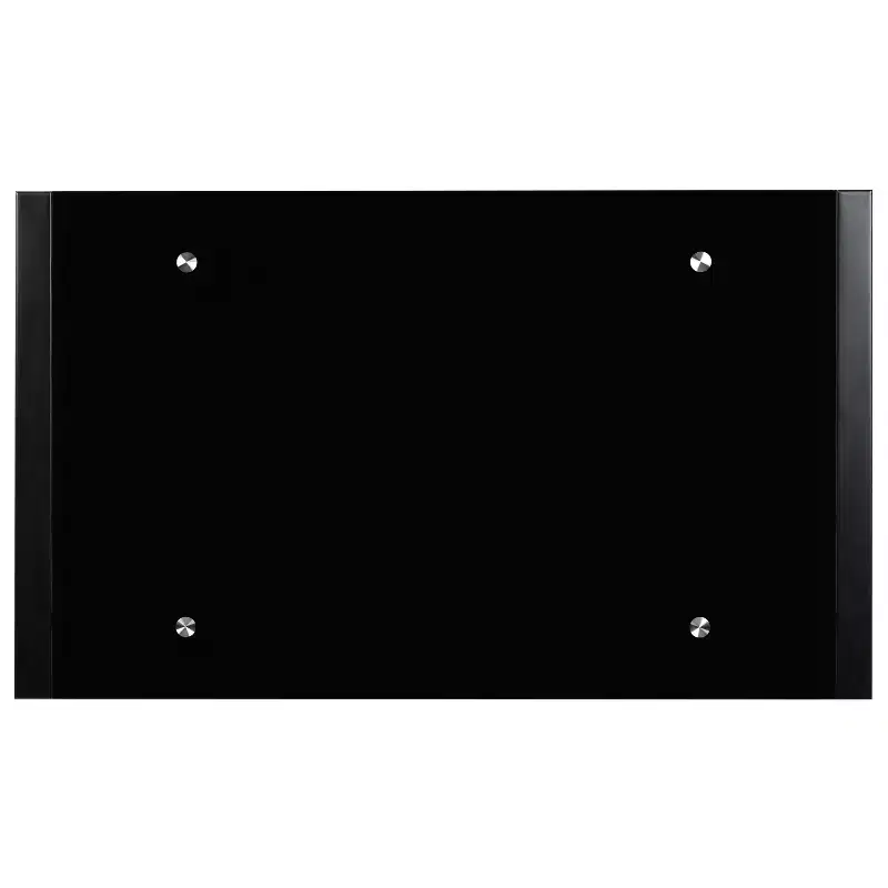 Emma and Oliver Glass Computer Desk-Pull-Out Keyboard Tray & Crisscross Frame