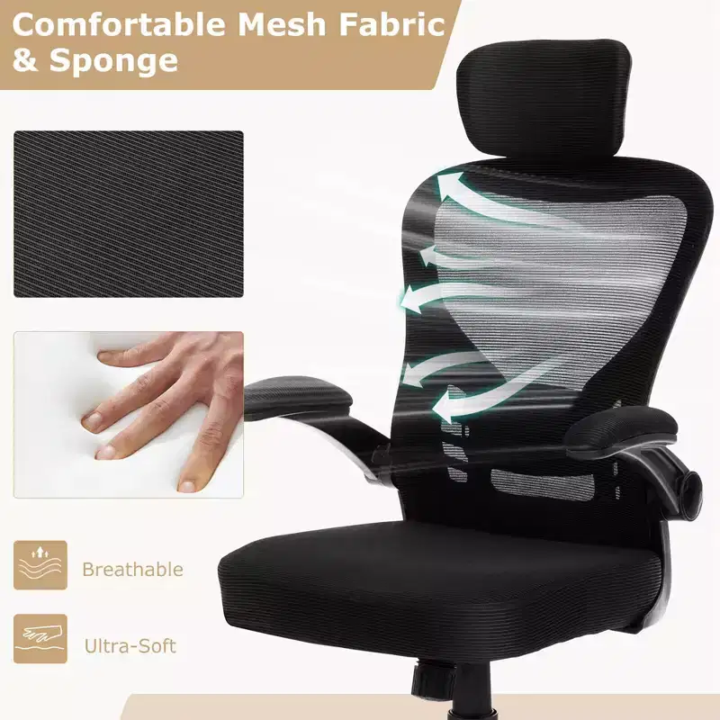 Costway Ergonomic Mesh Office Chair Executive Chair with Adjustable Height Black